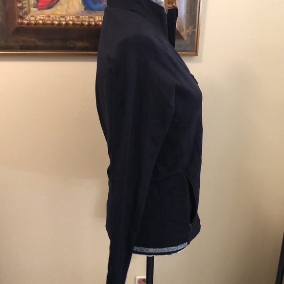 Adidas Classic fabric ribbed gray trimmed neckline, sleeves and front hem jacket - Picture 3 of 12